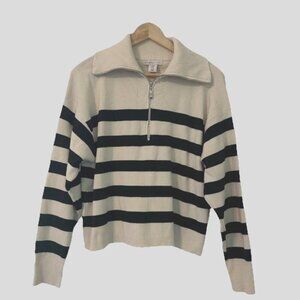 REVOLVE Sincerely Jules Striped Women's Medium Quarter Zip Tight Knit Sweater